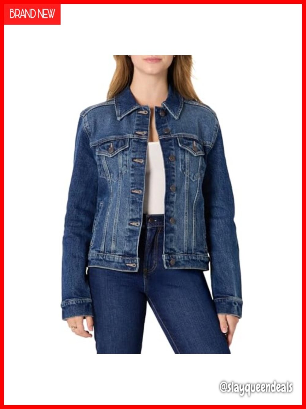 Women's Oversized Rigid Denim Trucker Jacket Midweight Button Front